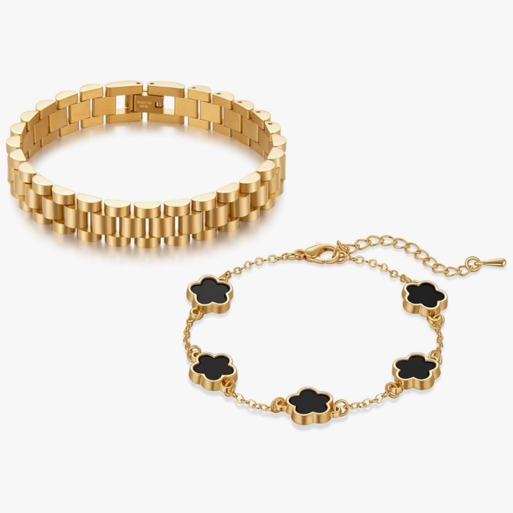 Gold Plated 2PCS 18K Screw Cross Design Bracelet Tarnish Resistant fashion